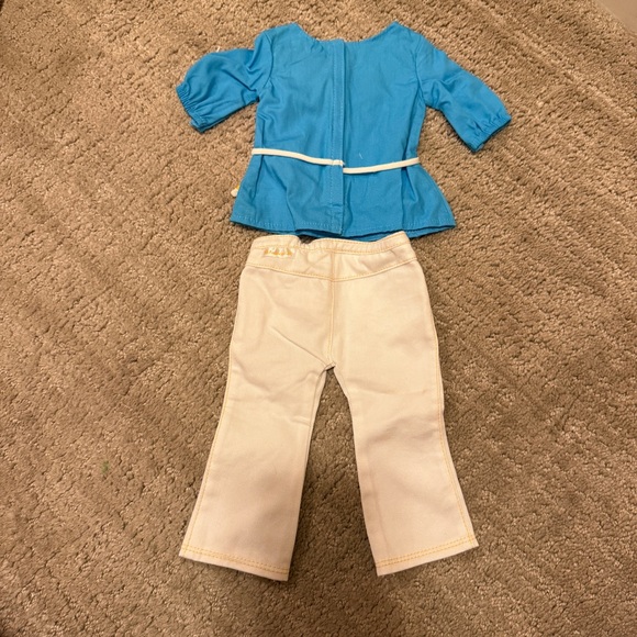 American Girl Doll Saige Picnic Tunic Outfit GOTY 2013 plus Gold Boots - Picture 6 of 7